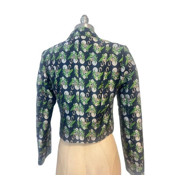 French Mauve Brocade Alida Jacquard Flamingo Cropped Jacket size XS - Picture 3 of 5